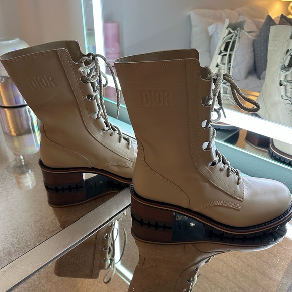 Dior Cream Combat Boots - Picture 8 of 9